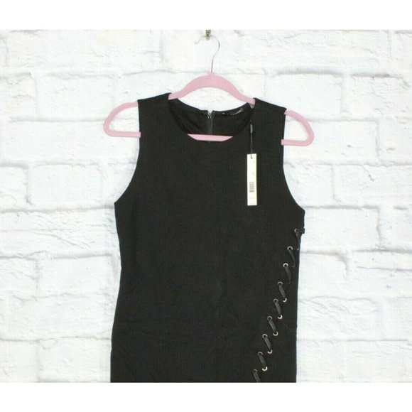 NWT! TAHARI Black Lace-up Sleeveless Fitted Bodycon Dress Size 6 - Picture 2 of 9